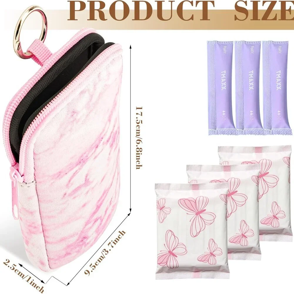2 Zippered Pouch with‎ Snap Hook Great for Makeup Ear pods Tampons, money